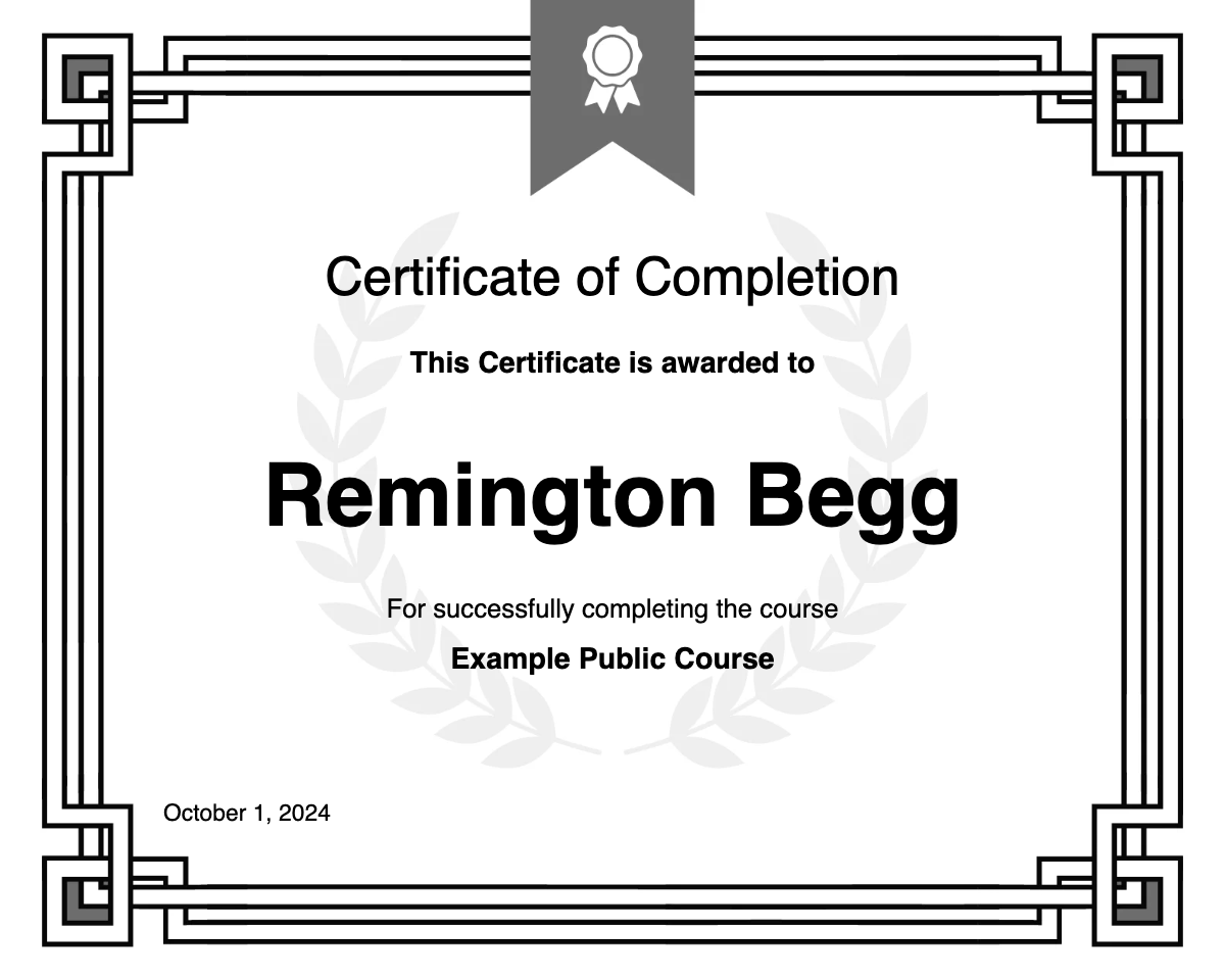 Example Public Course Certificate