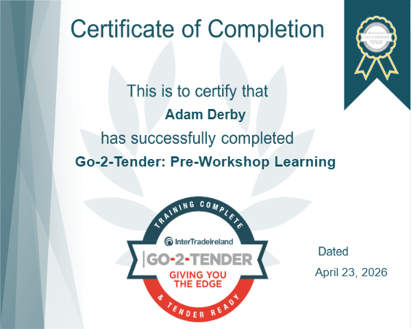 Go-2-Tender: Pre-Workshop Learning Certificate