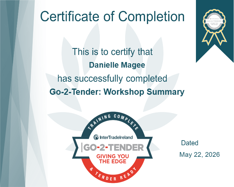 Go-2-Tender: Workshop Summary Certificate