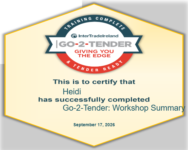 Go-2-Tender: Workshop Summary Certificate