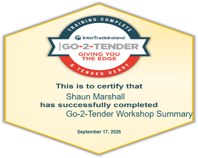 Go-2-Tender Workshop Summary Certificate